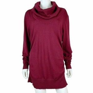 NWT Maurices Cowl Neck Side Ruched Burgundy Fitted Sweater